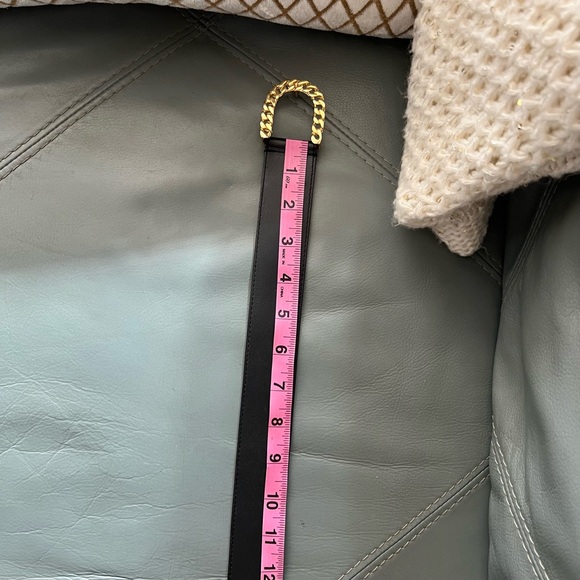 Vintage GORBANI Genuine Leather GOLD CURB CHAIN LOOK Elegant BLACK BELT M - Picture 11 of 16